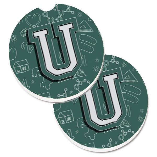 Carolines Treasures Letter U Back to School Initial Cup Holder Car Coaster, PK2 CJ2010-UCARC - main